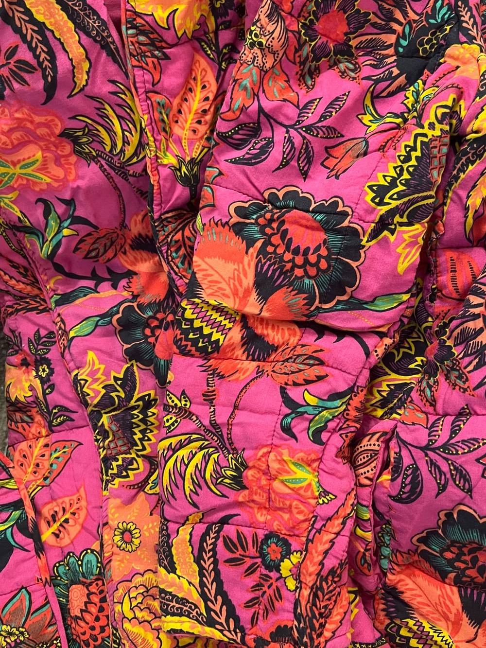 💐By Anthropologie - Pink Floral Quilted Long Robe with Belt - XS/S - Picture 4 of 6